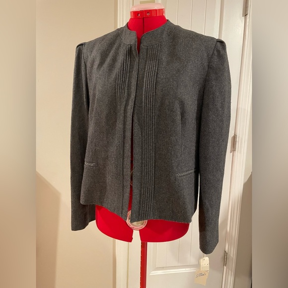 NWT 1980s D&L Gray Wool Blazer Jacket Structured Pleated Front Power Suit Style - Picture 1 of 14
